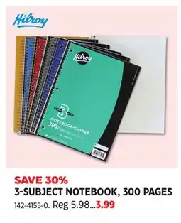 Canadian Tire HILROY 3-SUBJECT NOTEBOOK, 300 PAGES offer