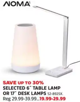 Canadian Tire NOMA SELECTED 6 TABLE LAMP OR 17 DESK LAMPS offer