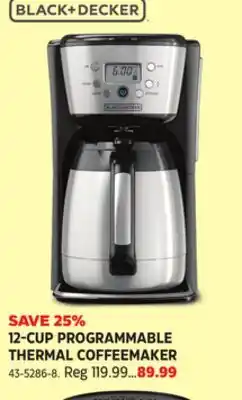 Canadian Tire BLACK+DECKER 12-CUP PROGRAMMABLE THERMAL COFFEE MAKER offer