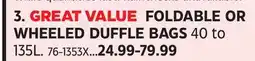 Canadian Tire OUTBOUND FOLDABLE OR WHEELED DUFFLE BAGS offer