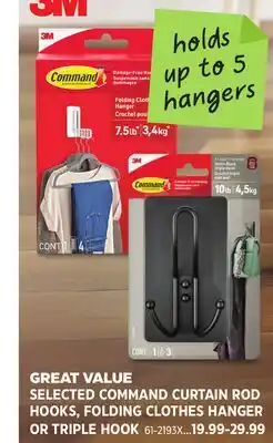 Canadian Tire SELECTED COMMAND CURTAIN ROD HOOKS, FOLDING CLOTHES HANGER OR TRIPLE HOOK offer