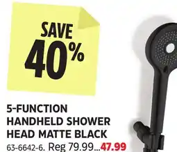 Canadian Tire 5-FUNCTION HANDHELD SHOWER HEAD MATTE BLACK offer