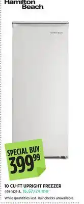 Canadian Tire HAMILTON BEACH 10 CU-FT UPRIGHT FREEZER offer
