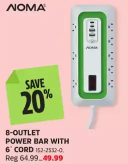 Canadian Tire NOMA 8-OUTLET POWER BAR WITH 6' CORD offer