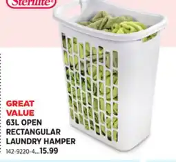 Canadian Tire STERILITE 63L OPEN RECTANGULAR LAUNDRY HAMPER offer