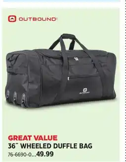 Canadian Tire OUTBOUND 36 WHEELED DUFLLE BAG offer