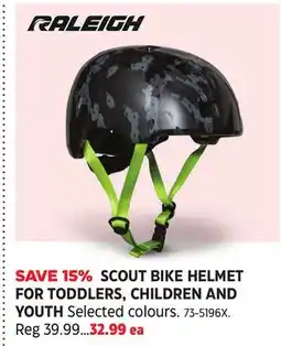 Canadian Tire RALEIGH SCOUT BIKE HELMET FOR TODDLERS, CHILDREN AND YOUTH offer