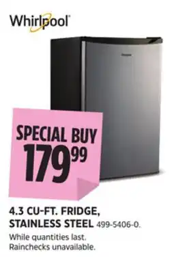 Canadian Tire 4.3 CU-FT. FRIDGE, STAINLESS STEEL offer