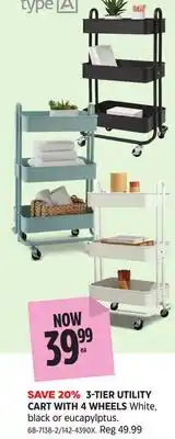 Canadian Tire Type-A 3-TIER UTILITY CART WITH 4 WHEELS offer