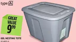 Canadian Tire TYPEA 68L NESTING TOTE offer