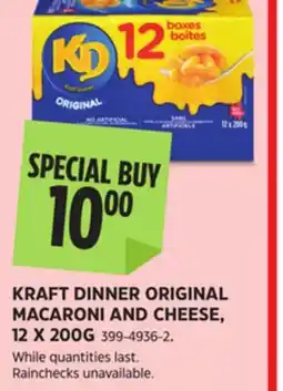 Canadian Tire DINNER ORIGINAL MACARONI AND CHEESE offer