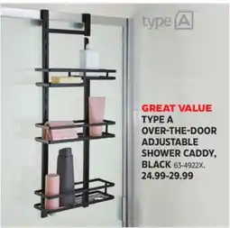 Canadian Tire TYPE A OVER-THE-DOOR ADJUSTABLE SHOWER CADDY, BLACK offer
