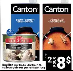 Pasquier Bouillon pour fondue Canton 1,1L ou Escargots très gros Lelarge 125g offer