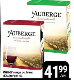 Pasquier Vinier rouge ou blanc L'Auberge offer
