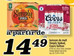 Marché Richelieu BOISSON DE MALT SIMPLY SPIKED, COORS SELTZER | SIMPLY SPIKED MALT DRINK offer