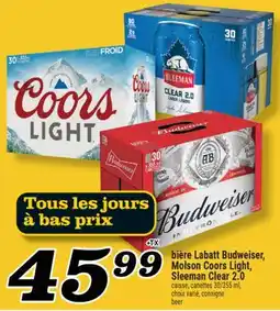 Marché Richelieu BIÈRE LABATT BUDWEISER, MOLSON COORS LIGHT, SLEEMAN CLEAR 2.0 | BEER offer