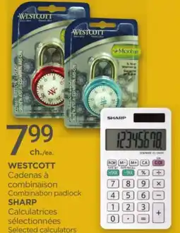 Proxim WESTCOTT Combination padlock, SHARP Selected calculators offer