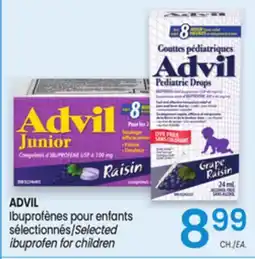 Uniprix ADVIL Ibuprofènes pour enfants sélectionnés/Selected ibuprofen for children offer