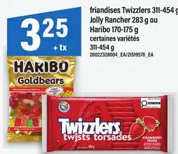Maxi FRIANDISES TWIZZLERS, 311-454 G JOLLY RANCHER, 283 G OU HARIBO, 170-175 G offer