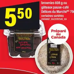 Maxi brownies, 608 g ou gâteaux pause-café Délices du Marché, 750 g offer