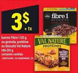 Maxi BARRES FIBRE 1, 125 G OU GRANOLA, PROTÉINE OU BISCUITS VAL NATURE offer
