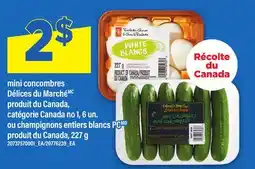 Maxi MINI CONCOMBRES DÉLICES DU MARCHÉ, 6 un. OU CHAMPIGNONS ENTIERS BLANCS PC offer