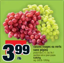 Super C raisins rouges ou verts sans pépins | seedless red or green grapes offer