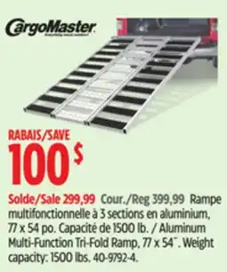 Canadian Tire Cargo Master Aluminum Multi-Function Tri-Fold Ramp, 77x54˝ offer