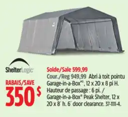 Canadian Tire Shelter Logic Garage-in-a-Box Peak Shelter, 12 x 20 x 8´ h offer