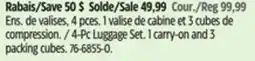 Canadian Tire Outbound 4-Pc Luggage Set. 1 carry-on and 3 packing cubes offer