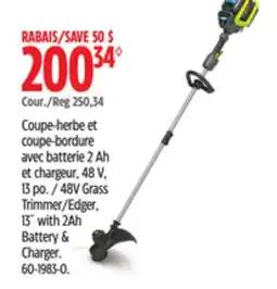 Canadian Tire 48 V, Grass Trimmer/Edger 13 with 2Ah Battery & Charger offer