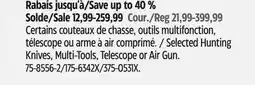 Canadian Tire Selected Hunting Knives, Multi-Tools, Telescope or Air Gun offer