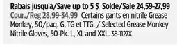 Canadian Tire Selected Grease Monkey Nitrile Gloves, 50-Pk offer