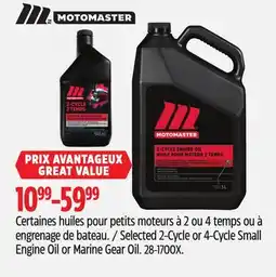 Canadian Tire Selected 2-Cycle or 4-Cycle Small Engine Oil or Marine Gear Oil offer