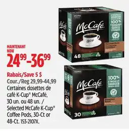 Canadian Tire mccafe Selected McCafe K-Cup Coffee Pods offer