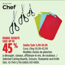 Canadian Tire MASTER Chef Selected Cutting Boards, Scissors, Sharpener and Knife Sets offer