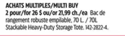 Canadian Tire Mastercraft 70L Stackable Heavy-Duty Storage Tote offer
