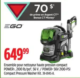 Canadian Tire EGO POWER+ 56V 2100-PSI Compact Pressure Washer Kit offer