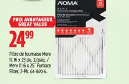 Canadian Tire Merv 11 16 x 25˝ Furnace Filter, 2-Pk offer