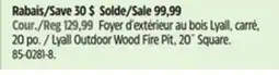 Canadian Tire Lyall Outdoor Wood Fire Pit, 20˝ Square offer