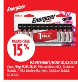 Canadian Tire Energizer MAX Alkaline Batteries, 24/AA or 16/AAA offer