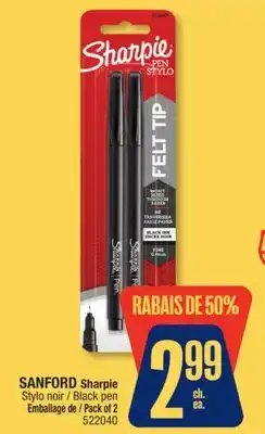 Jean Coutu SANFORD Sharpie Black pen offer