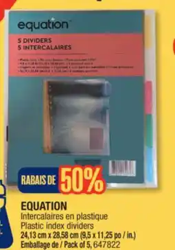 Jean Coutu EQUATION Plastic index dividers offer
