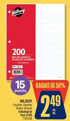 Jean Coutu HILROY Ruled sheets offer