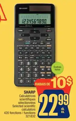 Jean Coutu SHARP Selected scientific calculators offer