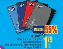 Jean Coutu HILROY 3-subject notebook offer
