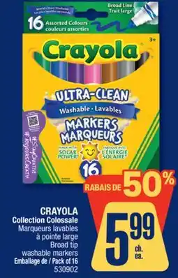 Jean Coutu CRAYOLA Broad tip washable markers offer