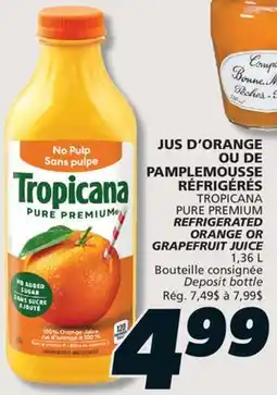 IGA TROPICANA REFRIGERATED ORANGE OR GRAPEFRUIT JUICE offer