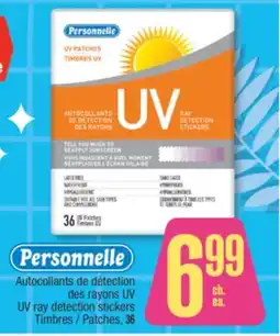 Jean Coutu PERSONNELLE UV ray detection stickers offer