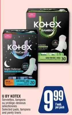 Jean Coutu U KOTEX Selected pads, tampons and panty liners offer